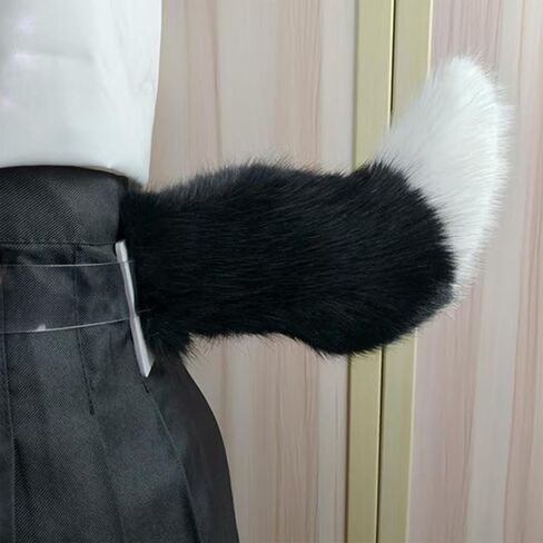 Cute Fuzzy electric moving tail for car Remote Control and voice control electric fox tail halloween costume(black) in Saudi Arabia