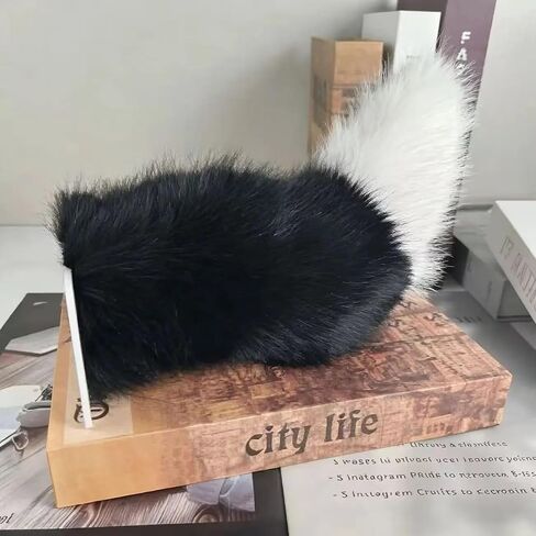Cute Fuzzy electric moving tail for car Remote Control and voice control electric fox tail halloween costume(black) in Saudi Arabia