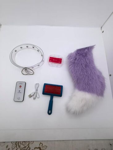Cute Fuzzy electric moving tail for car Remote Control and voice control electric fox tail halloween costume(black) in Saudi Arabia