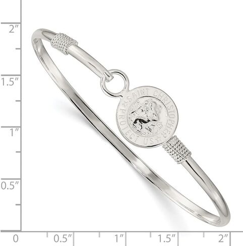 JewelryWeb - 925 Sterling Silver Saint Christopher Medal Hook Bangle Bracelet - St Christopher Bracelet for Women - Protection Bracelet - Layering Bangle Bracelet in Kuwait