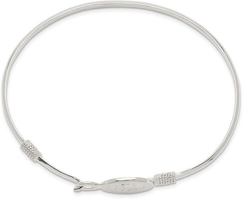 JewelryWeb - 925 Sterling Silver Saint Christopher Medal Hook Bangle Bracelet - St Christopher Bracelet for Women - Protection Bracelet - Layering Bangle Bracelet in Kuwait