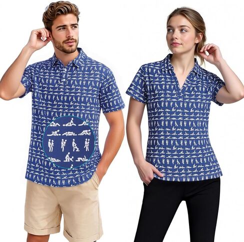 Matching Golf Shirts for Couples Funny Golf Polo Shirts for Men Women Crazy Fun Polos Couples Matching Outfits in Saudi Arabia