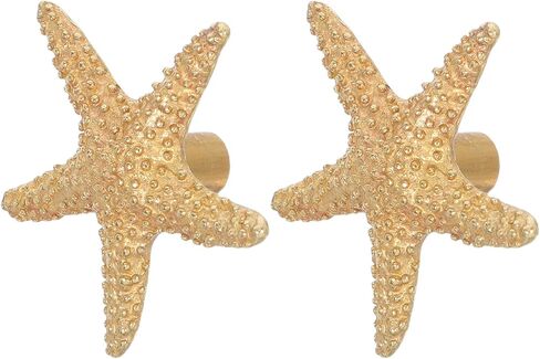 DOITOOL 2pcs Star Shaped Brass Drawer Pull Handles for Dresser Cabinet Closet Door Hardware Beach Ocean Theme Decorative Furniture Accents in Kuwait