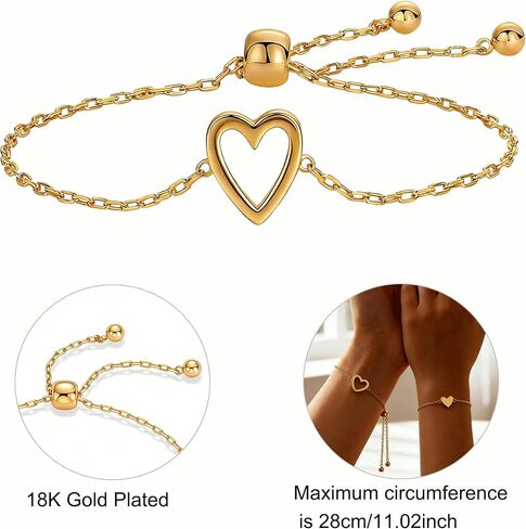 Mother Daughter Bracelets 18K Gold Plated for Mothers Day Birthday Friend Gifts, Heart Jewelry Mommy and Me Bracelets for Women, Adjustable Matching Friendship Bracelets in Saudi Arabia
