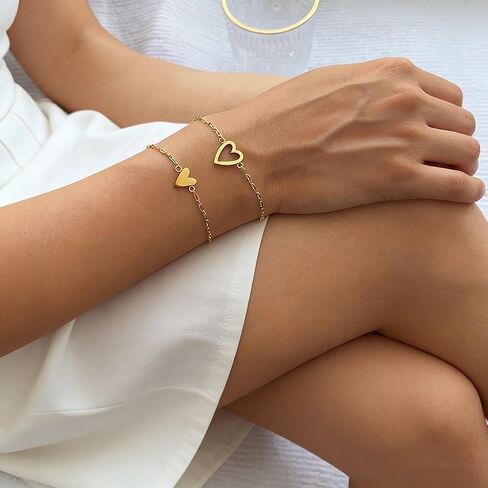 Mother Daughter Bracelets 18K Gold Plated for Mothers Day Birthday Friend Gifts, Heart Jewelry Mommy and Me Bracelets for Women, Adjustable Matching Friendship Bracelets in Saudi Arabia