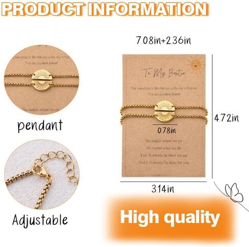 Bestie Matching Friendship Bracelet Gifts for Women Postive Best Friend Bff Birthday Gifts to My Bestie Matching Sun Bracelets for 2 Soulmate Soul Sister Galentines Day Gift for Best Friends in Kuwait
