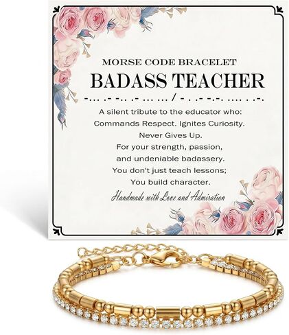Morse Code Bracelets Gifts for Women - Double Layer She Believed She Could So She Did Bracelet with Card Thank You for Helping Me Grow Bracelets Jewelry Gifts for Teacher Appreciation Week End of Semester College High School Graduation Birthday in Saudi Arabia