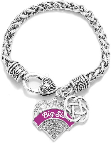 Inspired Silver - Silver Pave Heart Charm Bracelet with Cubic Zirconia Jewelry in Kuwait