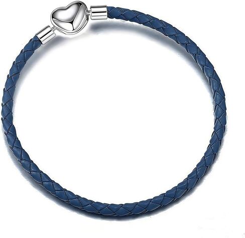 GMXLin Leather Charm Bracelet Heart Snap Clasp Clip Lock Handmade Braided Wristband Compatible with Women Pandora Charm Bead in Kuwait