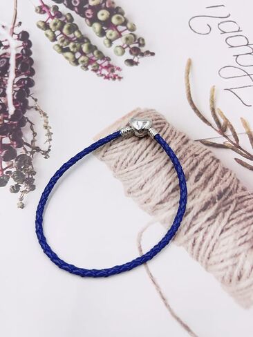 GMXLin Leather Charm Bracelet Heart Snap Clasp Clip Lock Handmade Braided Wristband Compatible with Women Pandora Charm Bead in Kuwait