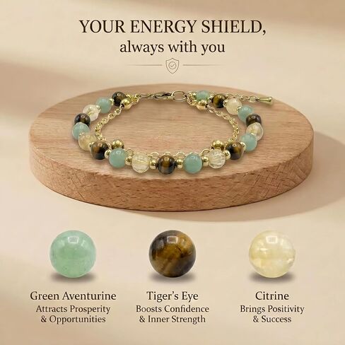 Natural Healing Bracelets for Women, Adjustable 14K Gold Plated Crystal Beaded Spiritual Bracelets for Women, Bracelets Gifts for Mom Daughter Teacher Friends Sister Girlfriend in Saudi Arabia
