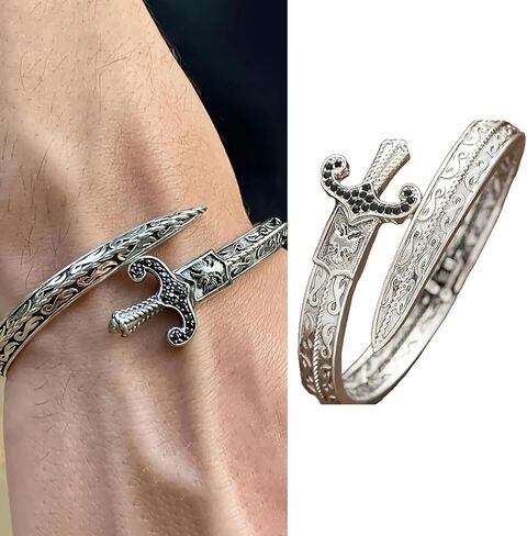 Vintage Trend Carved Floral Sword Bracelet Men's Women's Personalized Punk Style Party Accessories Jewelry Gifts in Kuwait