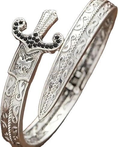 Vintage Trend Carved Floral Sword Bracelet Men's Women's Personalized Punk Style Party Accessories Jewelry Gifts in Kuwait
