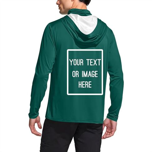 Mens UPF 50+ Sun Protection Personalized Hoodie with Face Mask Long Sleeve Lightweight Breathable Fishing Shirt in Kuwait