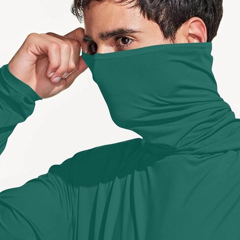 Mens UPF 50+ Sun Protection Personalized Hoodie with Face Mask Long Sleeve Lightweight Breathable Fishing Shirt in Kuwait