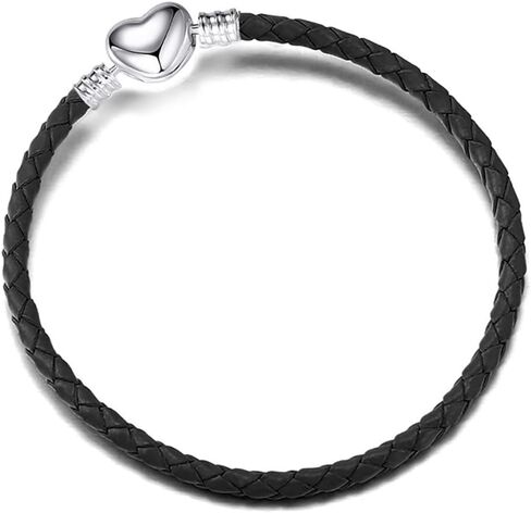 GMXLin Leather Charm Bracelet Heart Snap Clasp Clip Lock Handmade Braided Wristband Compatible with Women Pandora Charm Bead in Kuwait