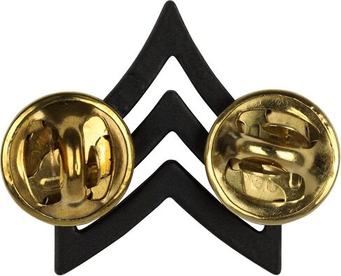 US Army Sergeant Rank Subdued Black Metal Pin On in Kuwait