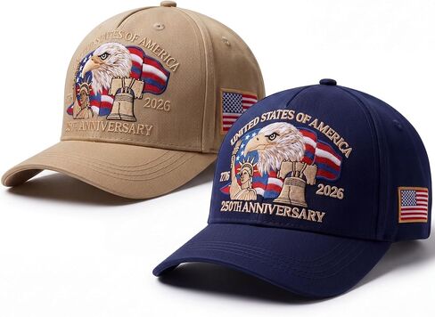 Hercicy 2 Pack 250th Anniversary Hat Eagle Embroidery USA Patriotic Baseball Cap 1776-2026 American Adjustable Hat for Men&Women in Kuwait