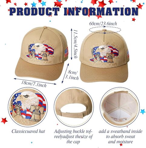 Hercicy 2 Pack 250th Anniversary Hat Eagle Embroidery USA Patriotic Baseball Cap 1776-2026 American Adjustable Hat for Men&Women in Kuwait
