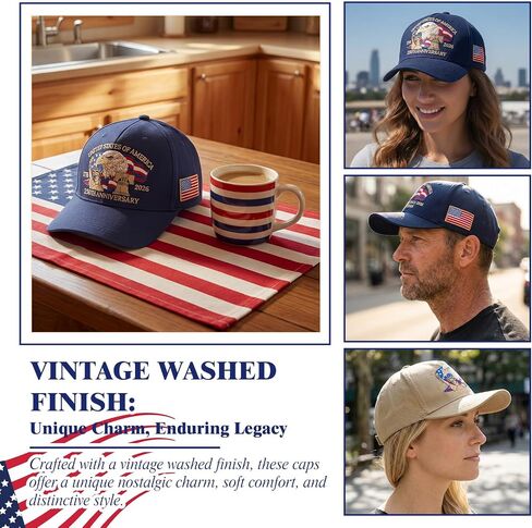 Hercicy 2 Pack 250th Anniversary Hat Eagle Embroidery USA Patriotic Baseball Cap 1776-2026 American Adjustable Hat for Men&Women in Kuwait