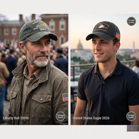 USA 250th Legacy Hat: 1776-2026 Heritage Eagle Vintage Cap, Distressed Cotton for Patriotic Family Photos & Events in Kuwait