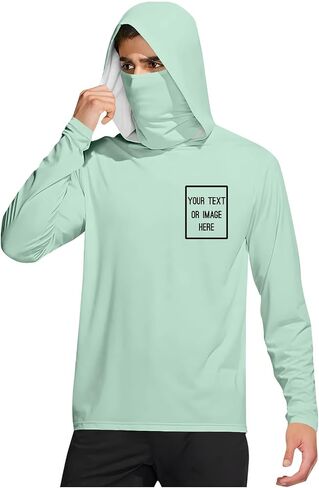 Mens UPF 50+ Sun Protection Personalized Hoodie with Face Mask Long Sleeve Lightweight Breathable Fishing Shirt in Kuwait