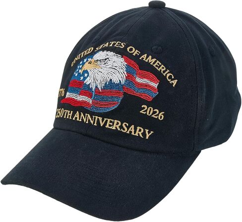 250th Anniversary USA Hat, Eagle & Flag Embroidered United States 250 Year American Anniversary Hat, Patriotic Hats for Men (US, Alpha, One Size, Blue) in Saudi Arabia