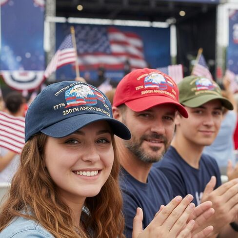 250th Anniversary USA Hat, Eagle & Flag Embroidered United States 250 Year American Anniversary Hat, Patriotic Hats for Men (US, Alpha, One Size, Blue) in Saudi Arabia