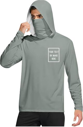 Mens UPF 50+ Sun Protection Personalized Hoodie with Face Mask Long Sleeve Lightweight Breathable Fishing Shirt in Kuwait