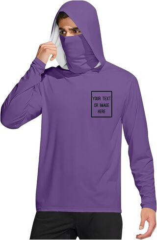 Mens UPF 50+ Sun Protection Personalized Hoodie with Face Mask Long Sleeve Lightweight Breathable Fishing Shirt in Kuwait