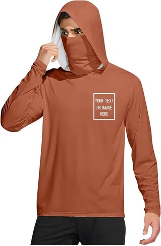 Mens UPF 50+ Sun Protection Personalized Hoodie with Face Mask Long Sleeve Lightweight Breathable Fishing Shirt in Kuwait