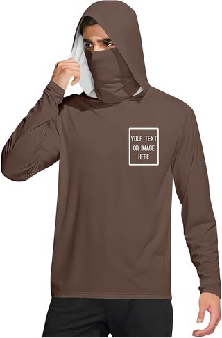 Mens UPF 50+ Sun Protection Personalized Hoodie with Face Mask Long Sleeve Lightweight Breathable Fishing Shirt in Kuwait