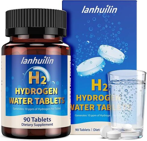 Hydrogen Water Tablets with Magnesium 150mg, 10 PPM Molecular Hydrogen Tablets for Drinking Water, H2 Hydrogen Water Supplement for Brain Health, Antioxidant Support, Energy & Recovery, 90 Count in Saudi Arabia