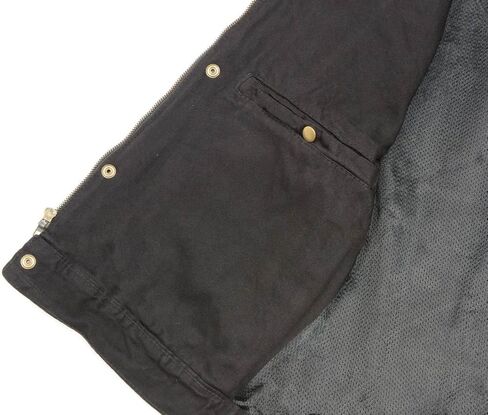 Club Vest Men's Concealed Snap Denim with Hidden Zipper with Leather Trim (Black, XX- Large) in Saudi Arabia