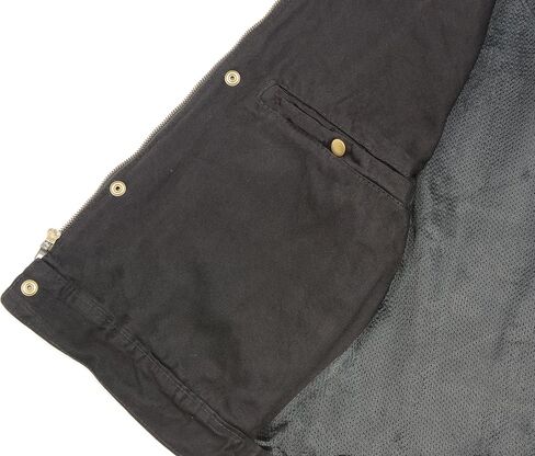 Club Vest Men's Concealed Snap Denim with Hidden Zipper with Leather Trim (Black, XX- Large) in Saudi Arabia