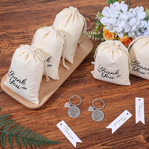 48 Pcs Employee Appreciation Gifts Bulk, 16 Pcs Silver Thank You Keychains with 16 Pcs Drawstring Bags and Tags for Coworker, Team, Office, Nurse Graduation in Saudi Arabia