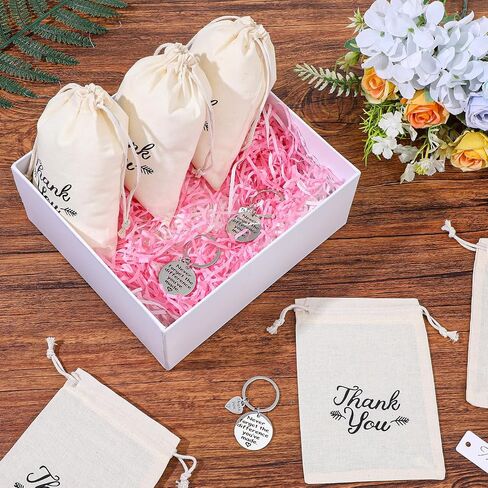 48 Pcs Employee Appreciation Gifts Bulk, 16 Pcs Silver Thank You Keychains with 16 Pcs Drawstring Bags and Tags for Coworker, Team, Office, Nurse Graduation in Saudi Arabia