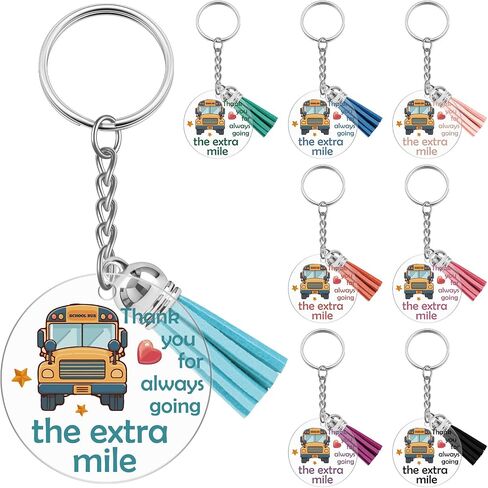8Pcs School Bus Driver Thank You Keychains Bulk Bus Driver Appreciation Gifts for Men End of Year Gift Retirement Keychains for Women Back to School Gifts Christmas Retirement Gift for Buses Drivers in Kuwait