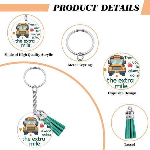 8Pcs School Bus Driver Thank You Keychains Bulk Bus Driver Appreciation Gifts for Men End of Year Gift Retirement Keychains for Women Back to School Gifts Christmas Retirement Gift for Buses Drivers in Kuwait