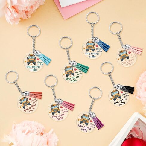 8Pcs School Bus Driver Thank You Keychains Bulk Bus Driver Appreciation Gifts for Men End of Year Gift Retirement Keychains for Women Back to School Gifts Christmas Retirement Gift for Buses Drivers in Kuwait