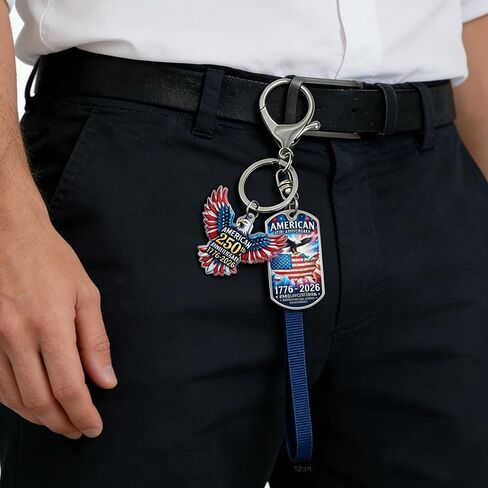 American 250th Anniversary Keychain, Patriotic Bald Eagle and USA Flag Design, Semiquincentennial 1776-2026 Commemorative Key Ring in Saudi Arabia