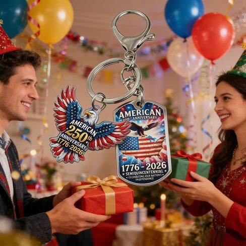 American 250th Anniversary Keychain, Patriotic Bald Eagle and USA Flag Design, Semiquincentennial 1776-2026 Commemorative Key Ring in Saudi Arabia