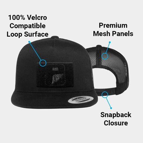 قبعة تكتيكية قابلة للسحب | قبعة سائق الشاحنة المسطحة الأصلية Snapback | سطح حلقة 2 × 3 لربط رقع الخطاف المعنوي in Kuwait