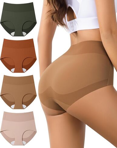 Eiggam Women's High Waisted Underwear Tummy Control panties No Show Silky Stretch Women Briefs Seamless Full Coverage Undies in Saudi Arabia