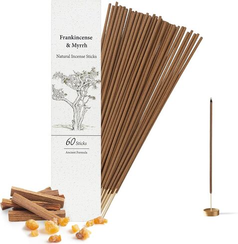 Frankincense and Myrrh Incense Sticks 60 Pack, Natural Fragrance Insence-Sticks, Ideal Choice for Yoga, Meditation and Relaxation, Air Purifying Aromatherapy and Long-Lasting Burn in Saudi Arabia