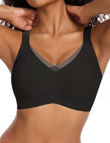 GXOULRRA V Lace Wireless Jelly Bra Seamless Push Up Bras for Women No Underwire Full Coverage Comfortable Sleep Bralette in Saudi Arabia