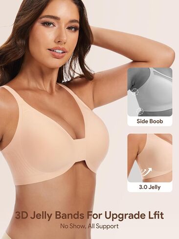 Angelhood Front Closure Bras for Women, Wireless Bra with Jelly Support, Supportive Mastectomy Bras Padded Bralette in Saudi Arabia
