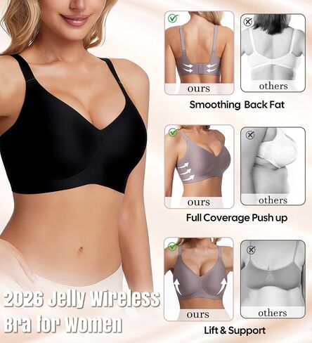 VRCOMFY Jelly Wireless Bras for Women Push Up Seamless Bras No Underwire Bra with Adjustable Straps Everyday Bras in Saudi Arabia