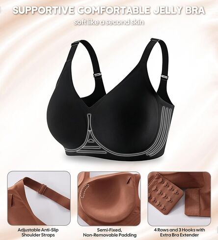 VRCOMFY Jelly Wireless Bras for Women Push Up Seamless Bras No Underwire Bra with Adjustable Straps Everyday Bras in Saudi Arabia