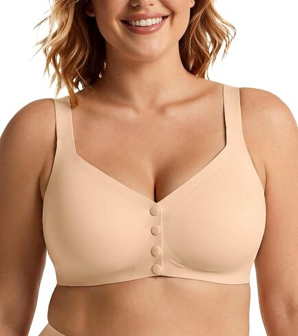 DEANGELMON Jelly Front Closure Wireless Bras for Women Seamless Padded Full Coverage Comfortable Supportive Everyday Bra in Saudi Arabia